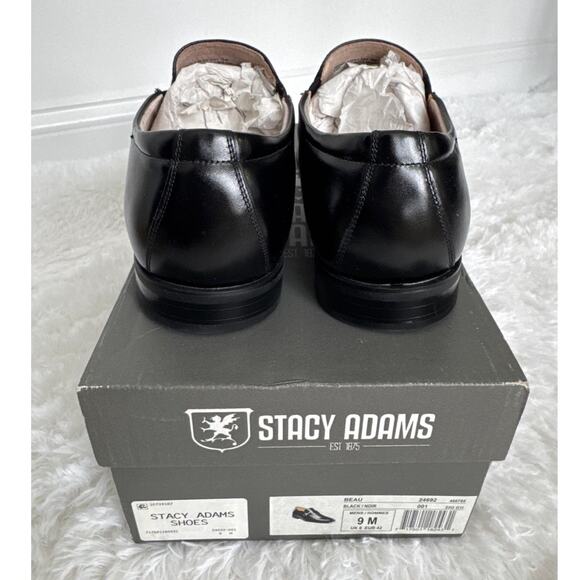 NIB 1990s Stacy Adams Beau Black Leather Monk Strap Dress Shoes Size 9M - Picture 9 of 14